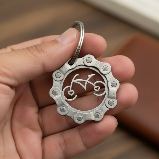 VB- Keychain - Stainless Steel Heart Hub Bicycle