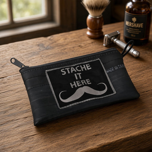 Catch Phrase Zipper Pouches - Bike Tube - Stache It Here