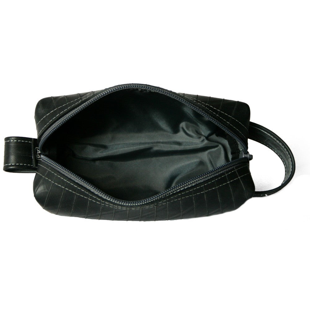 Elliott Travel Kit mini toiletry shave bag upcycled usa vegan grooming open coal interior