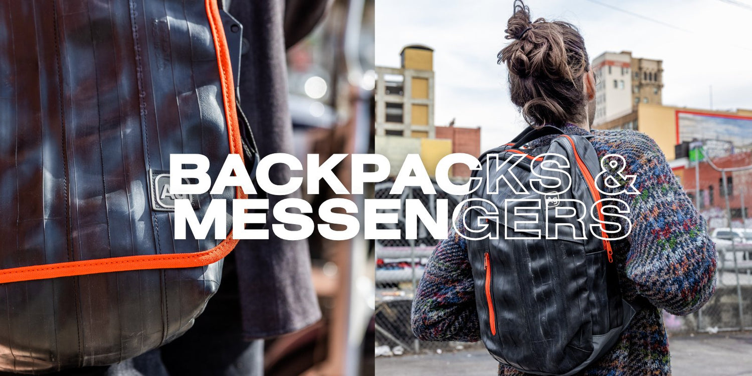 Alchemy Good recycled bike tube backpack Brooklyn
