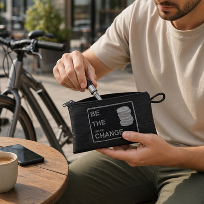 Catch Phrase Zipper Pouches - Bike Tube - Be The Change