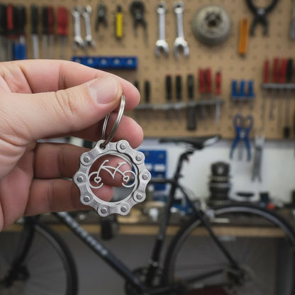VB- Keychain - Stainless Steel Heart Hub Bicycle
