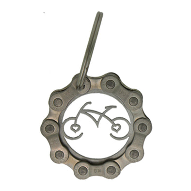 VB- Keychain - Stainless Steel Heart Hub Bicycle